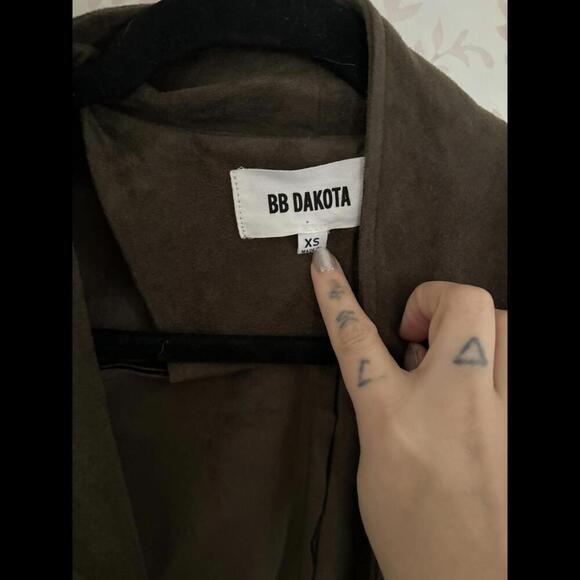EUC BB Dakota Suede Jacket - XS Olive Green Open Cardigan - Picture 2 of 5